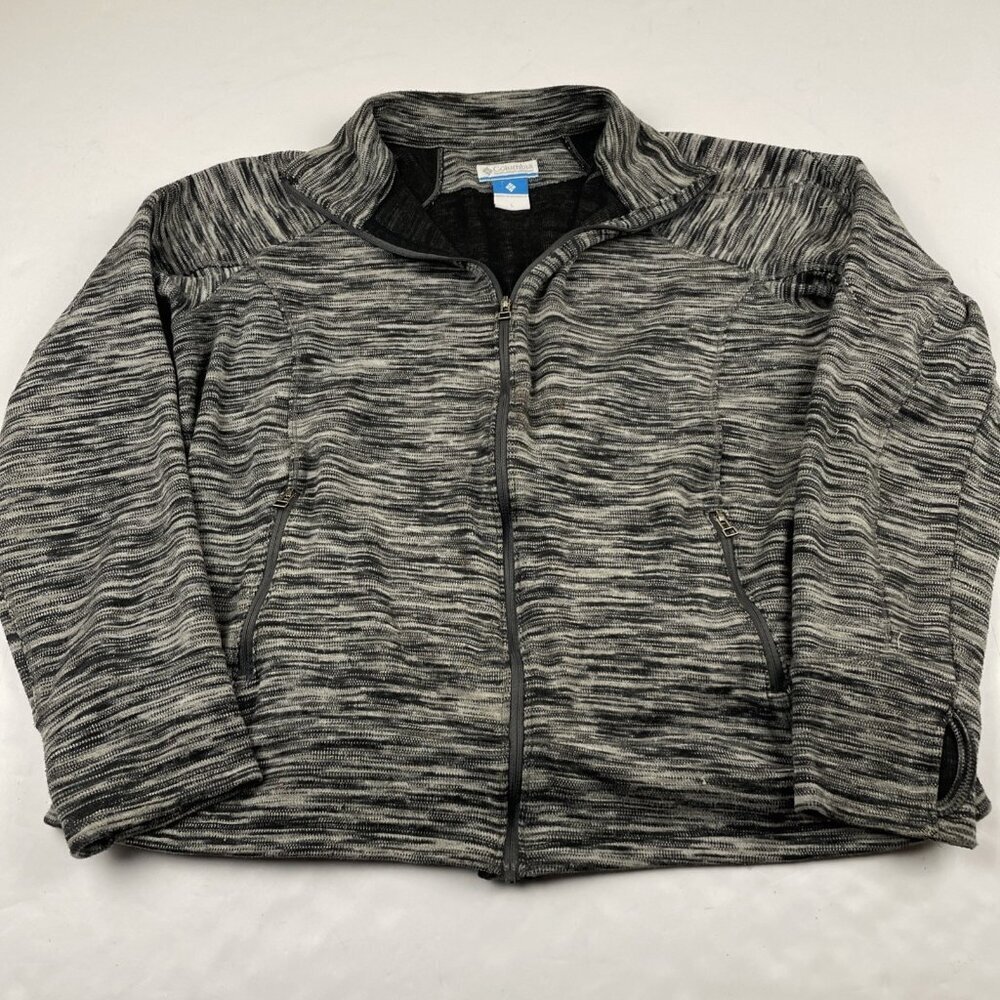 Columbia Full Zip Sweater Jacket Women’s L  Fleece Lined Knitted Thumb Holes